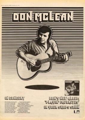 Don McLean 1973 Playin' Favorites UK tour/advert MM-UIOP