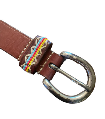 Fossil leather belt brown beaded western boho size small made in India Fossil | Accessories | Fossil Belt Medium Southwestern  main image 2