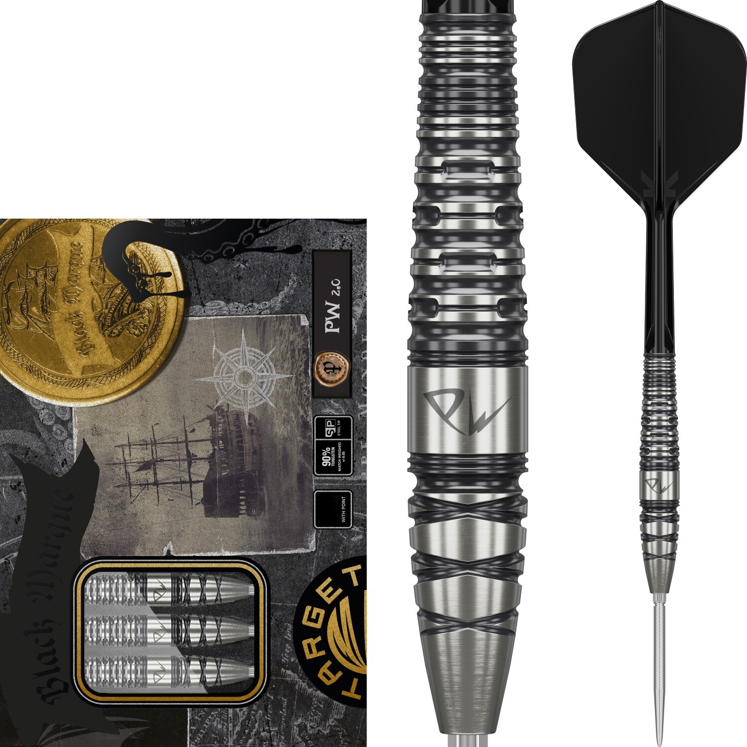 Цель - Япония - Swiss Point - Черная марка PW 20 - Steeldart 23190₽