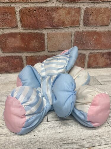 Fisher Price Puffalump Zebra Pony 1991 Vintage Peluche Blu Bianco Stelle Strisce 8" - Foto 3 di 5