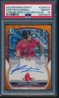 PSA 10 KRISTIAN CAMPBELL AUTO 2023 Bowman Chrome ORANGE WV