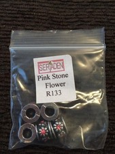 Set Of 5 Pink Stone Flower Charms for jewelry making