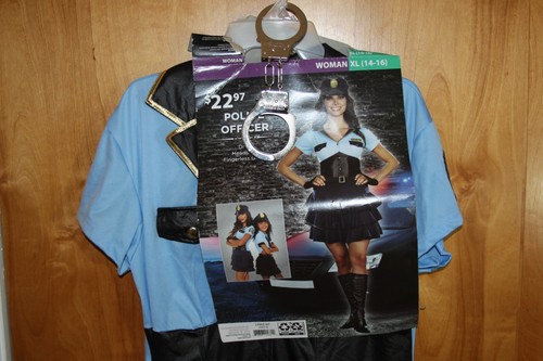 Police Officer Ladies XL Costume Halloween Handcuffs SEXY Skirt - Picture 3 of 4