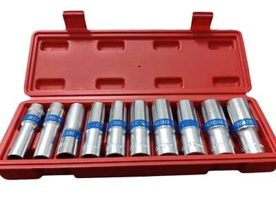 OXFORD Set Chiavi A Bussola Lunghe 1/2'' Chrome Vanadium Poligonali da 12 A 24 10Pz Ox