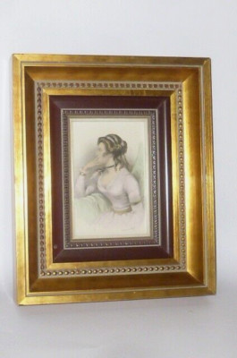 Engraved by H. Robinson Dame Gemälde Stich Malerei Zeichnung Farbe Druck Rahmen