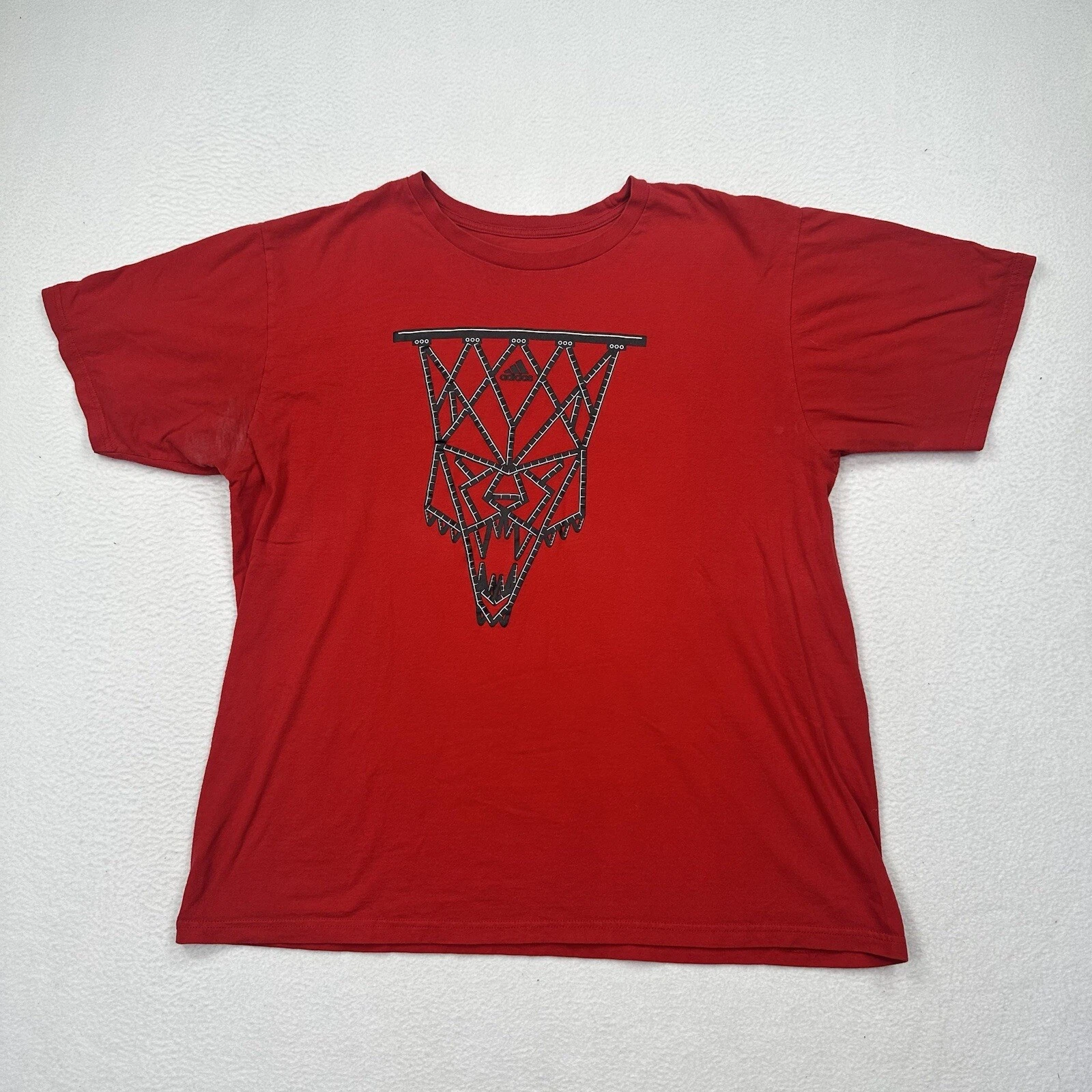 Adidas Men's T Shirt Size XL Basketball Hoop Graphic Red