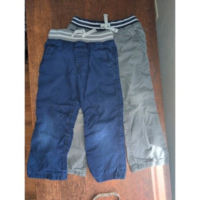 Carter's Pants Kids 2 Pair Blue 4T Grey 5T Articulated Knees Cotton Drawstring