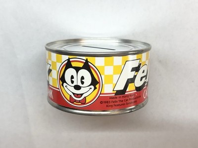 Vintage 1983 Felix The Cat Food Can Advertising Coin Tin Piggy Bank 1980s  NICE