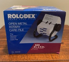 Rolodex Rotary Classic Metal Card File Holds 500 2-1/4  x 4" Cards 5024X NIB