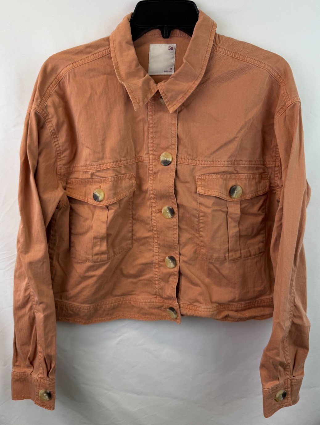 SO Jacket Rust Orange Pinstripe Button Front Coll… - image 1