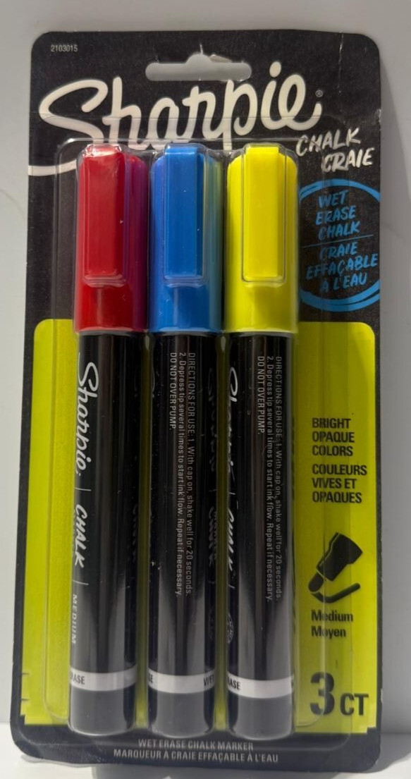 3 Pack Assorted Colors - Blue Red Yellow