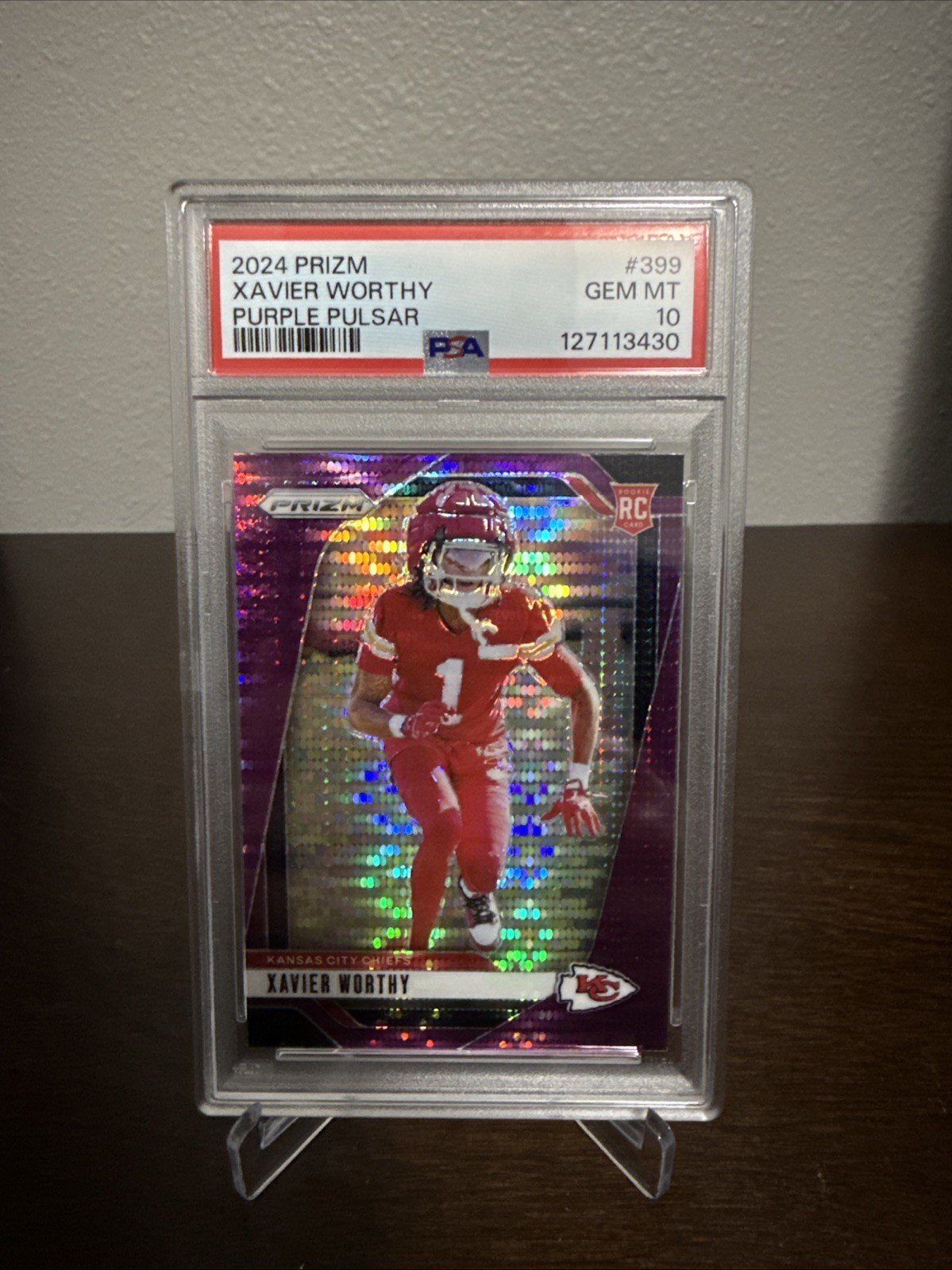 2024 Panini Prizm - Rookies Xavier Worthy #399 Purple Pulsar Prizm (RC) PSA 10
