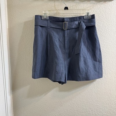 Club Monaco | Women s Blue Linen Blend Stretch Waist Preppy