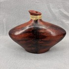 Vintage Chinese Ceramic Bud Vase Hand Crafted Black Red