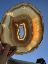 Large Polished Banded Agate Slice 538g  - 9&rdquo;x7.5&rdquo; Trivet Coaster BEAUTIFUL