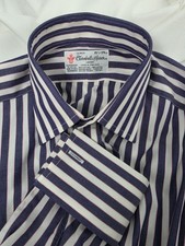 Turnbull & Asser LS Purple/Pink Striped French Cuff Dress Shirt Sz 15 1/2 (39)