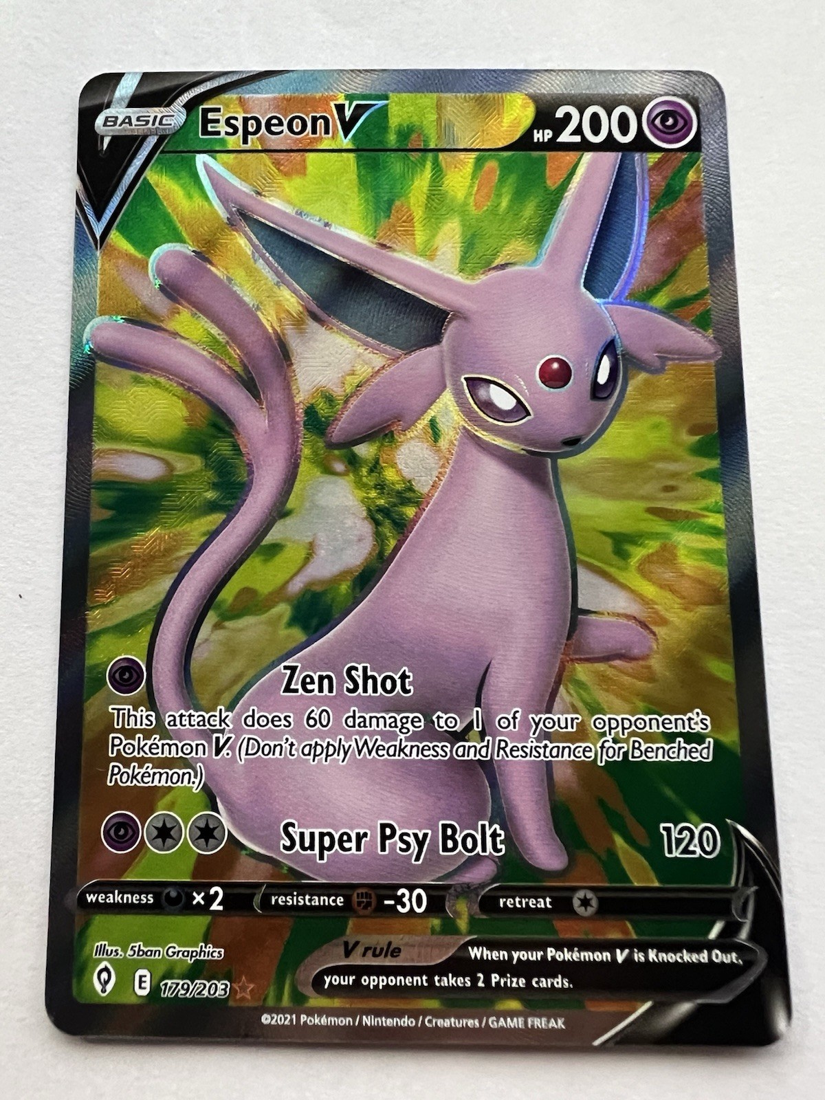 Espeon V 179/203 Full Art Ultra Rare - Pokemon Card Evolving Skies - Near Mint