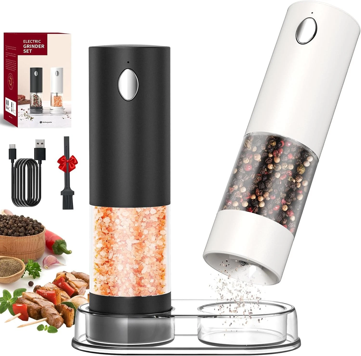 Electric Salt and Pepper Grinder Set Rechargeable Salt and Pepper Mills