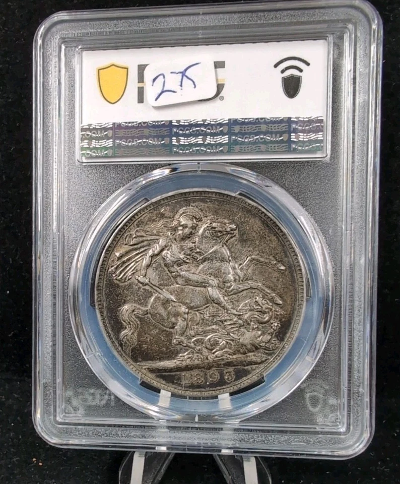 1893 Great Britain Crown PCGS AU50 #4456 - Image 3 of 3