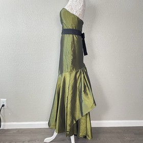 Vintage Betsy & Adam Prom Mermaid Dress Beaded 10 Chartreuse Y2K Whimsygoth Goth