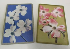 Flower Illustrations - Swap Cards - White & Pink Blossoms - Vintage Pair - 1970s