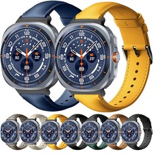 Leather Bracelet NO Gaps Curved End Strap For Samsung Galaxy Watch Ultra/Ultra 2