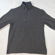 Mens Quarter Zip Ribbed Pullover Sweater Charcoal Gray Mock Neck RN40330 Size M