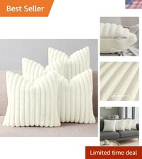 Cream White Throw Pillow Covers 18 x 18 set of 4, Cute Boho Throw Pillow Cove...