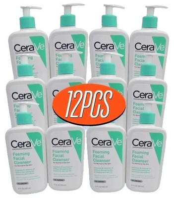 CERAVE FOAMING FACIAL CLEANSER FOR NORMAL TO OILY SKIN 12 OZ LOT OF 12