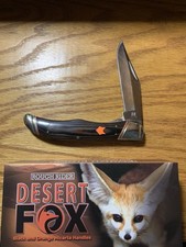 Rough Rider Desert Fox Pocketknife Black Orange Micarta SS Clip Point Ambidextr…