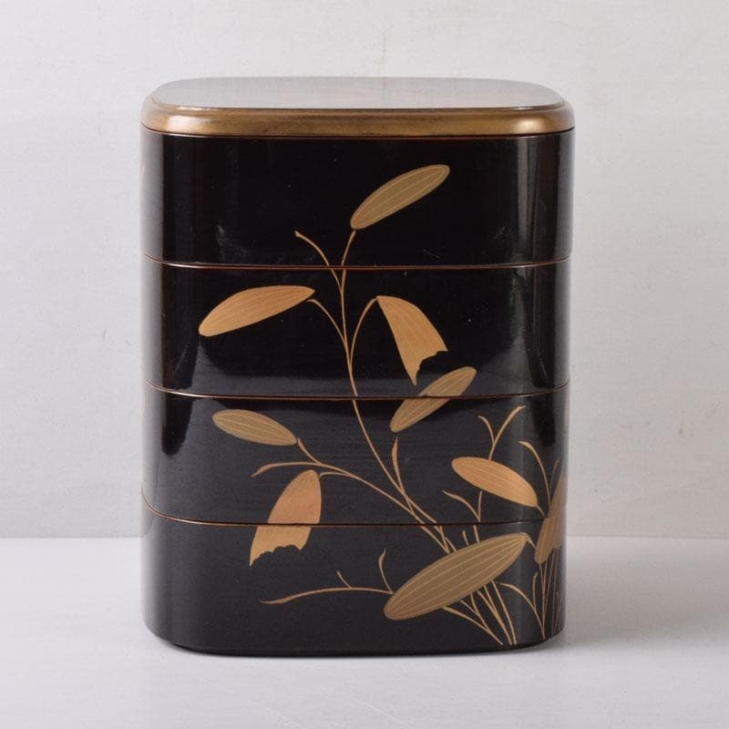 Jubako Bento Box Japanese Wajima lacquer lacquered grass makie fourtiered box wi