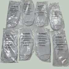 8 Pairs Disposable Hotel Slippers White Open Toe Spa Guest Travel Bulk Lot