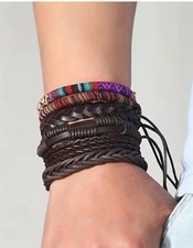 Men's Hand-woven Multi-layer Leather Set Bracelet. All bracelets are Adjustable
