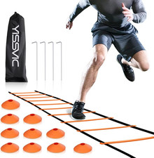 Agility Ladder and Cones 20 Feet 12 Adjustable Rungs Fitness Speed Training Equi