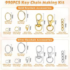 990 PCS Keychain Making Kit Keychain Craft Supplies Including Key Chain Hooks