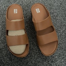 New Fitflop Shuv Leather Slide Sandals Size 7 Light Tan