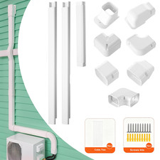 3" W 8.69 ft Line Set Cover Kit For Mini Split/Central Air Conditioner PVC White
