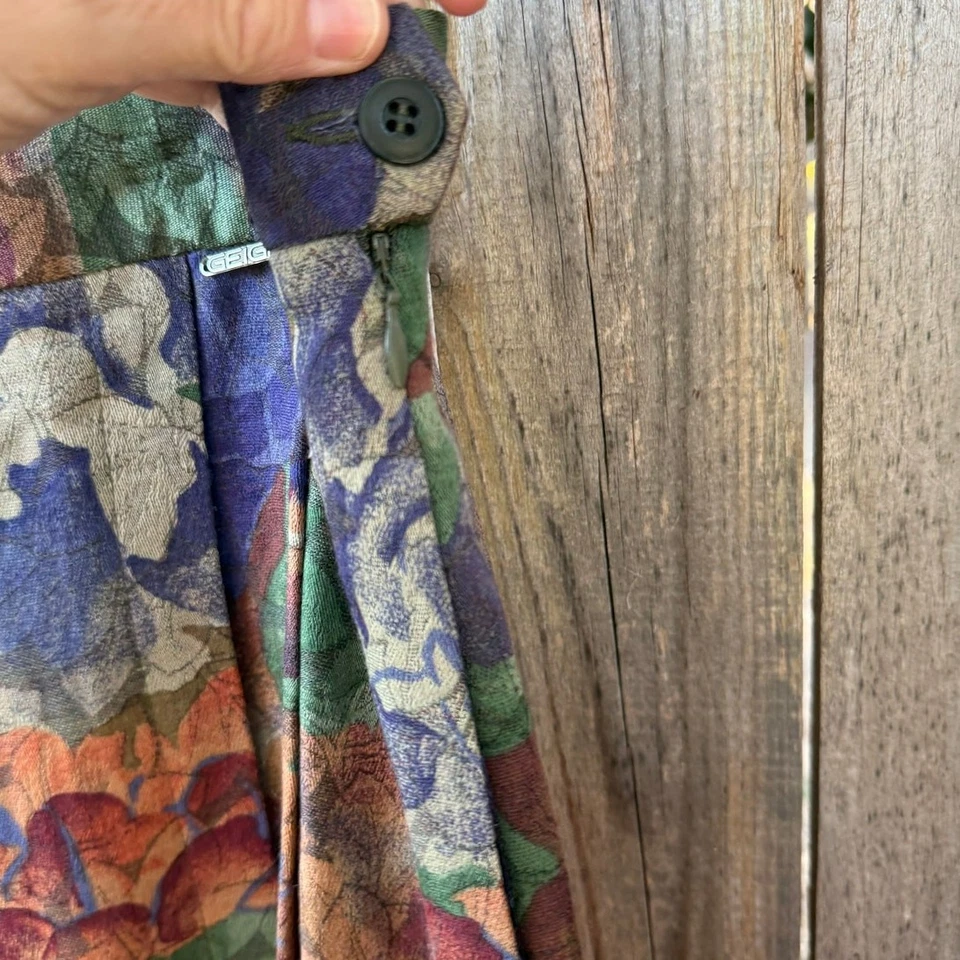 Винтажный 90-х шерсти вискозы юбка размер 16 GEIGER Австрия фиолетовый оранжевый зеленый цветочный - Изображение 3 из 4