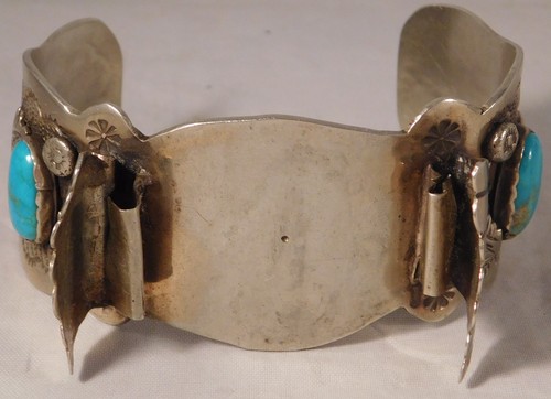 Navajo Native American Sterling Silver Turquoise Mens Watch Cuff Bracelet - Picture 14 of 21