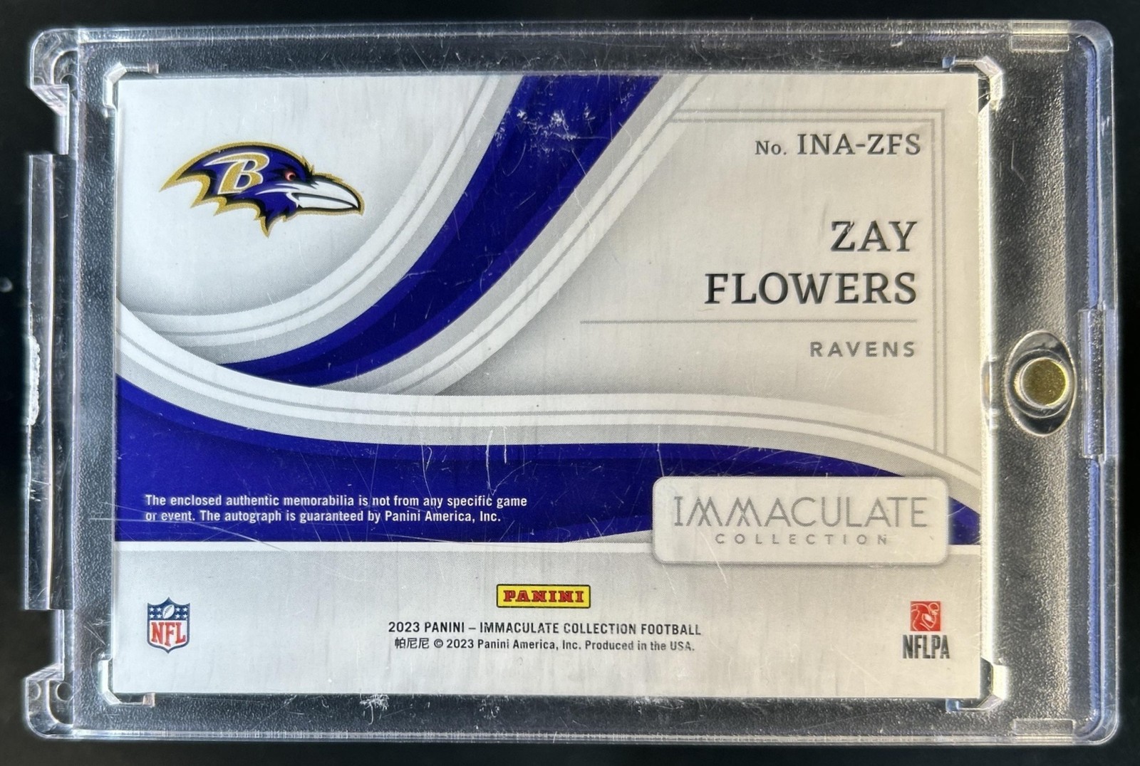 2023 Immaculate Collection Zay Flowers Numbers Rookie Patch Auto Emerald #/18 view 2