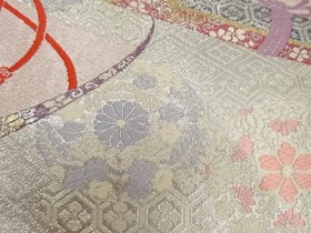 7493490: JAPANESE KIMONO JAPANESE FUKURO OBI / WOVEN FLOWER ROUNDEL
