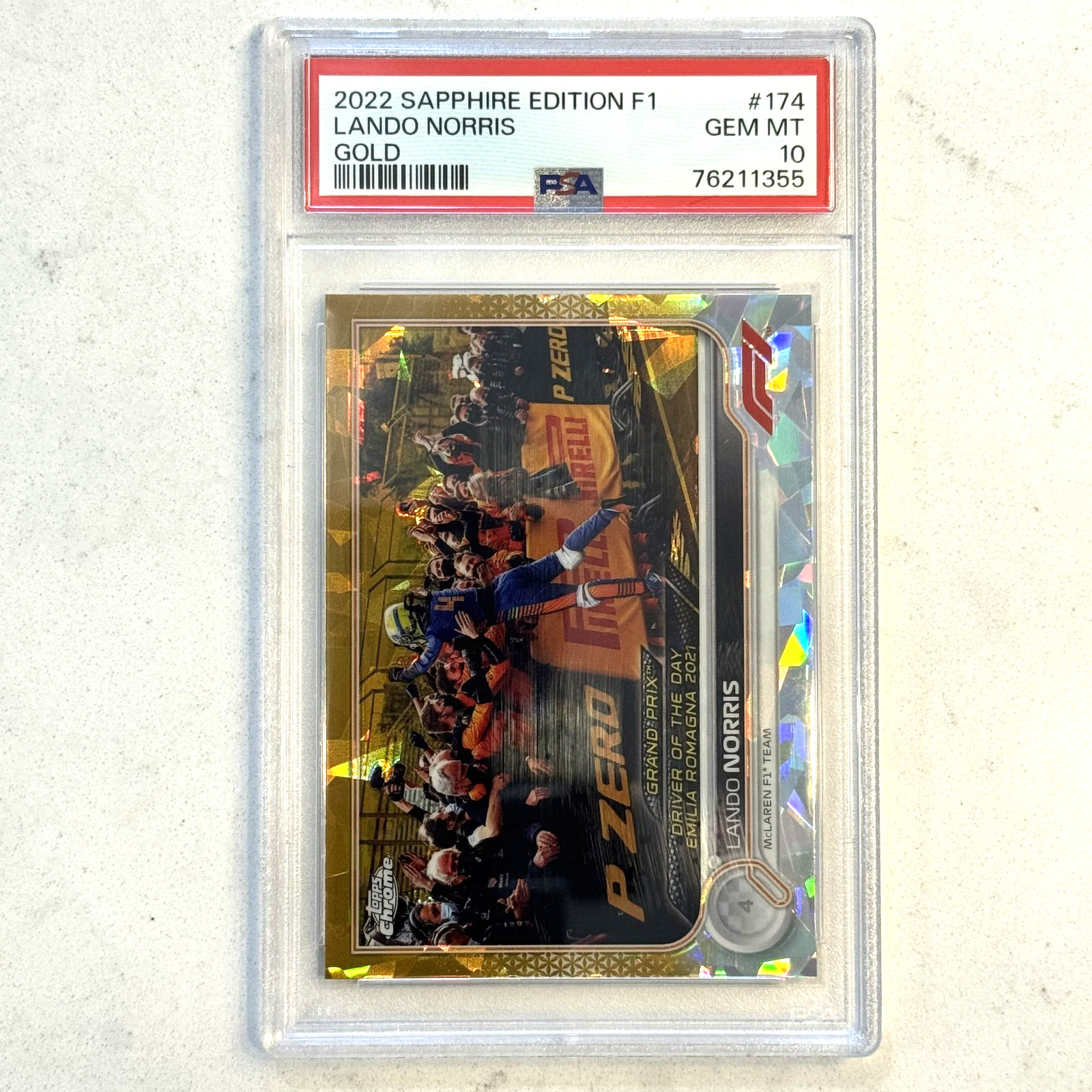 2022 Topps Chrome Sapphire Formula 1 F1 #174 LANDO NORRIS Gold /50 PSA 10