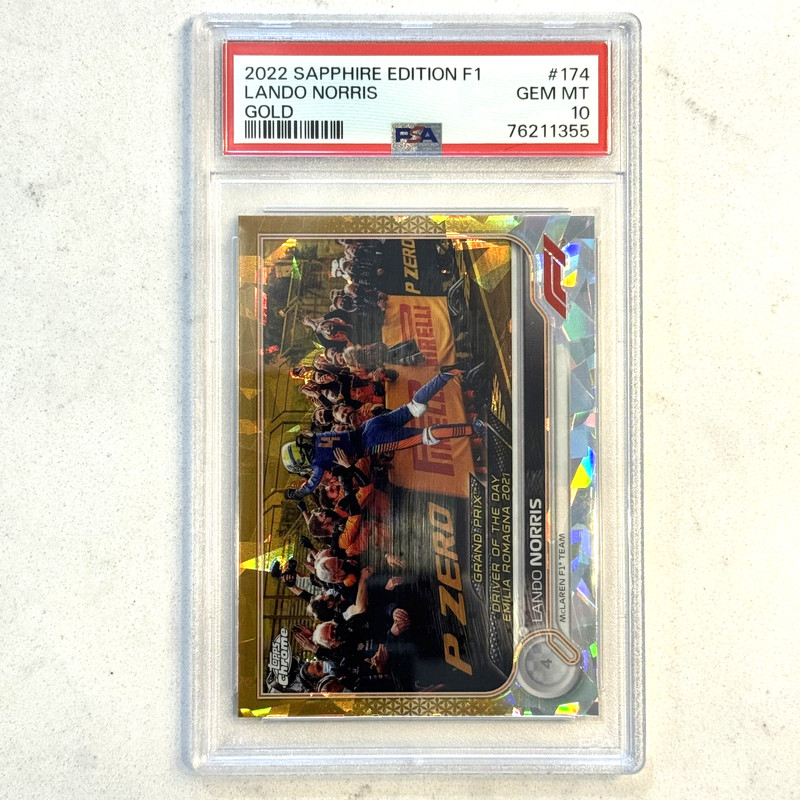 2022 Topps Chrome Sapphire Formula 1 F1 #174 LANDO NORRIS Gold /50 PSA 10