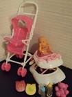 3 Inch Baby Doll Lot with Stroller Bouncer and Accessories