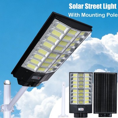 Commercial 8700W Solar Street Light LED Dusk-to-Dawn IP67 Super Bright With Pole