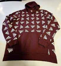 adidas hoodie men Large All Over Burgandy Color
