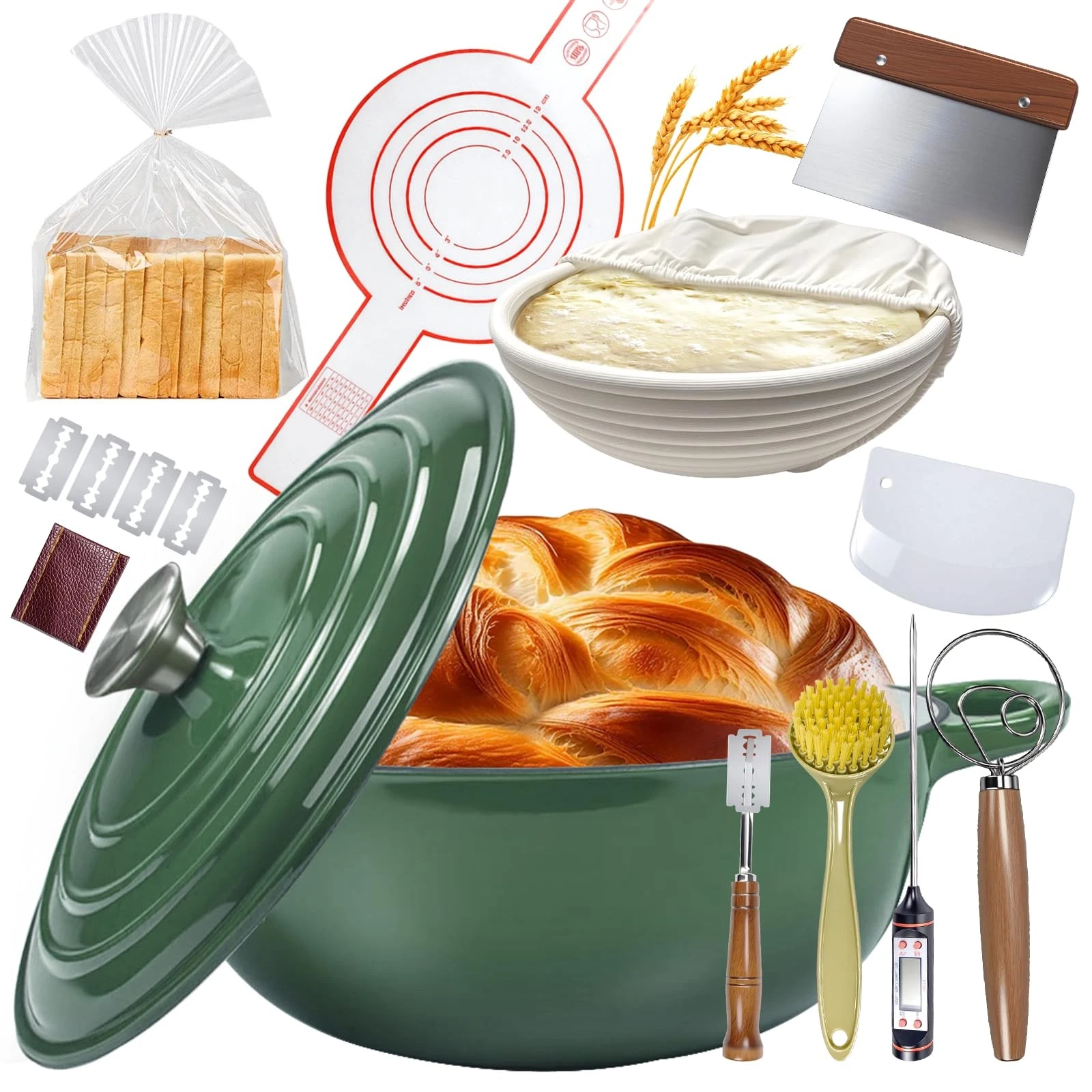 5QT Enameled Cast Iron Dutch Oven for Bread & Multi-Cooking – Complete Sourdo...