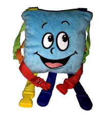 Buckle Toys BUBBLES Blue Square Plush 6 Buckles Clips 5 Number Flaps Objects