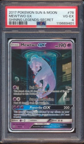2017 POKEMON SHINING LEGENDS MEWTWO GX SECRET RARE #78 PSA 4!