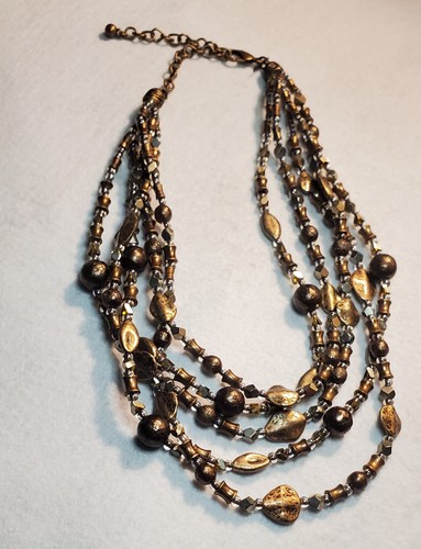  Beaded 5 Strand Necklace By Chico's Brown Tones.